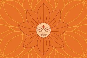 One Line Drawn Flower Face Seamless Pattern vector