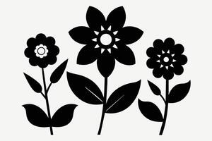 Black Cutout Symbols Of Flowers vector