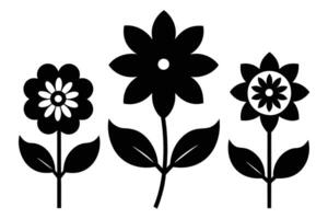 Set of black Flower Icon on white background vector