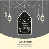 Celebrate Ramadan Joy, Illuminate Eid with our Captivating Islamic Poster Design, Infused with Blessings and Cultural Elegance  Ideal for Social Media, Sharing the Spirit of the Holy Month vector