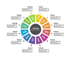 cronograma calendario infografía modelo 12 meses, 1 año. presentación elementos con 12 opciones o pasos. vector