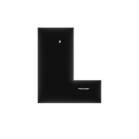 Black metal shiny reflective letter L 3D illustration png