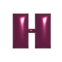 Red metal shiny reflective letter H 3D illustration png