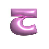 Pink metal shiny reflective letter G 3D illustration png