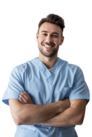 ai generado hombre médico en azul uniforme png