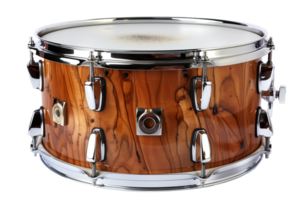 AI generated Drum snare with chrome elements and wooden body png