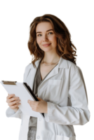 AI generated Portrait of young woman nurse with notepad in hands png