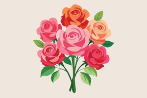 arreglo floral rosa acuarela conjunto de ramo pintado a mano vector