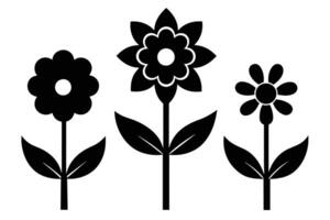 conjunto de negro flor icono en blanco antecedentes vector