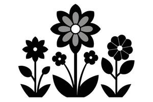 Black Cutout Symbols Of Flowers vector