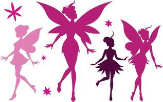 Set of Fairy magic silhouettes set, large pack of vector silhouette design, isolated white background