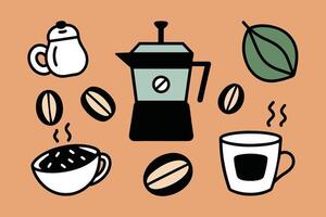 Hand Drawn Coffee Elements Vector