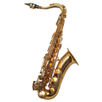 ai genererad gyllene saxofon mässing musikalisk instrument png