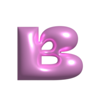 rose métal brillant réfléchissant lettre b 3d illustration png