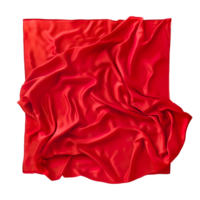 AI generated Red silk shiny cloth crumpled square material png