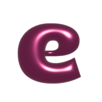 Red metal shiny reflective letter E 3D illustration png