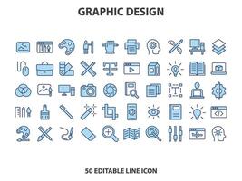 gráfico diseño y creatividad línea iconos editable ataque. píxel Perfecto. para móvil y web. contiene tal íconos como creatividad, disposición, móvil aplicación diseño, Arte herramientas, tipografía, vector