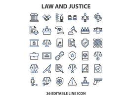 Law and justice line icons collection. Big UI icon set in a flat design. Thin outline icons pack. Vector illustration