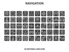 ubicación icono colocar. conteniendo mapa, mapa alfiler, GPS, destino, direcciones, distancia, lugar, navegación y habla a iconos sólido íconos vector recopilación.