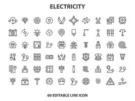 Electricity icon set. Collection of renewable energy, ecology and green electricity icons. Vector illustration.