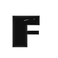 Black metal shiny reflective letter F 3D illustration png