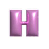 roze glimmend reflecterende brief h 3d illustratie png