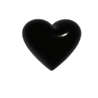 3d negro brillante metálico corazón forma png