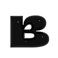 Black metal shiny reflective letter B 3D illustration png