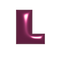 Red metal shiny reflective letter L 3D illustration png