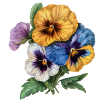 AI generated Isolated illustration of colorful pansy flower png