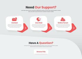 Business support contract and help center web user interface design with modern abstract layout vector