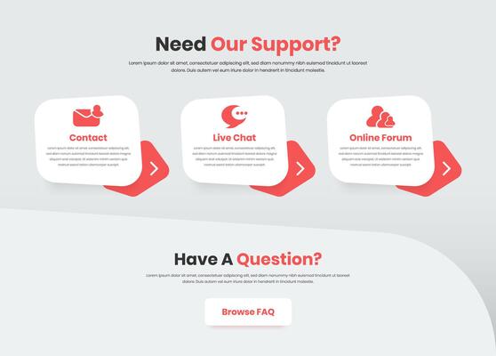 Business support contract and help center web user interface design with modern abstract layout