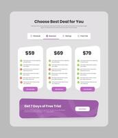 Abstractly designed modern price comparison web interface with checklist and package filter vector