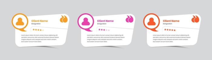 Modern customer feedback testimonial and client review template with star ratings vector