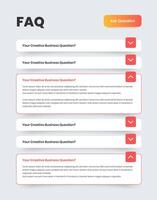 Frequently asked questions user interface or ui design for mobile and web app with minimalist layout vector