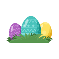 ai generado Pascua de Resurrección huevos en el césped png