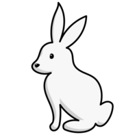 White rabbit. Easter doodles color hand drawn png