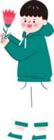 un chico dar un clavel png