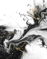 AI generated Ink abstraction of white gold and black flowing sand particles photo