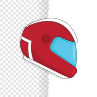 Red motorcycle helmet, illustration of motorbike helmet vector icon for web isolated in white background