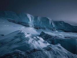 AI generated Antarctica glacier landscape at night photo