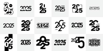 Big Set of 2025 number design template. vector