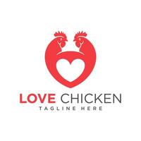 chicken love illustration logo vector