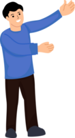 young man finger up to indicate promotion on empty space or advertising with excited expression png