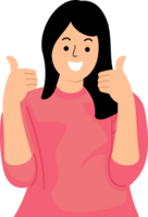 smiling young girl showing thumbs up gesture with both hands png