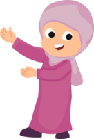 mignonne musulman fille personnage en utilisant voile ou mignonne content musulman fille dessin animé png