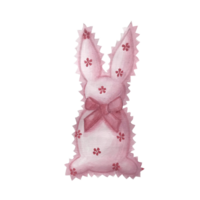 Watercolor illustration of a cute fluffy pink rabbit png