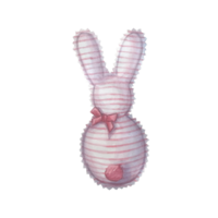 Watercolor illustration of a cute fluffy pink rabbit png