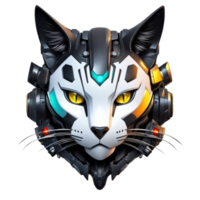 AI generated a cat head with a futuristic helmet on it png