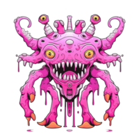 AI generated cartoon monster with pink eyes and tentacles on transparent background png